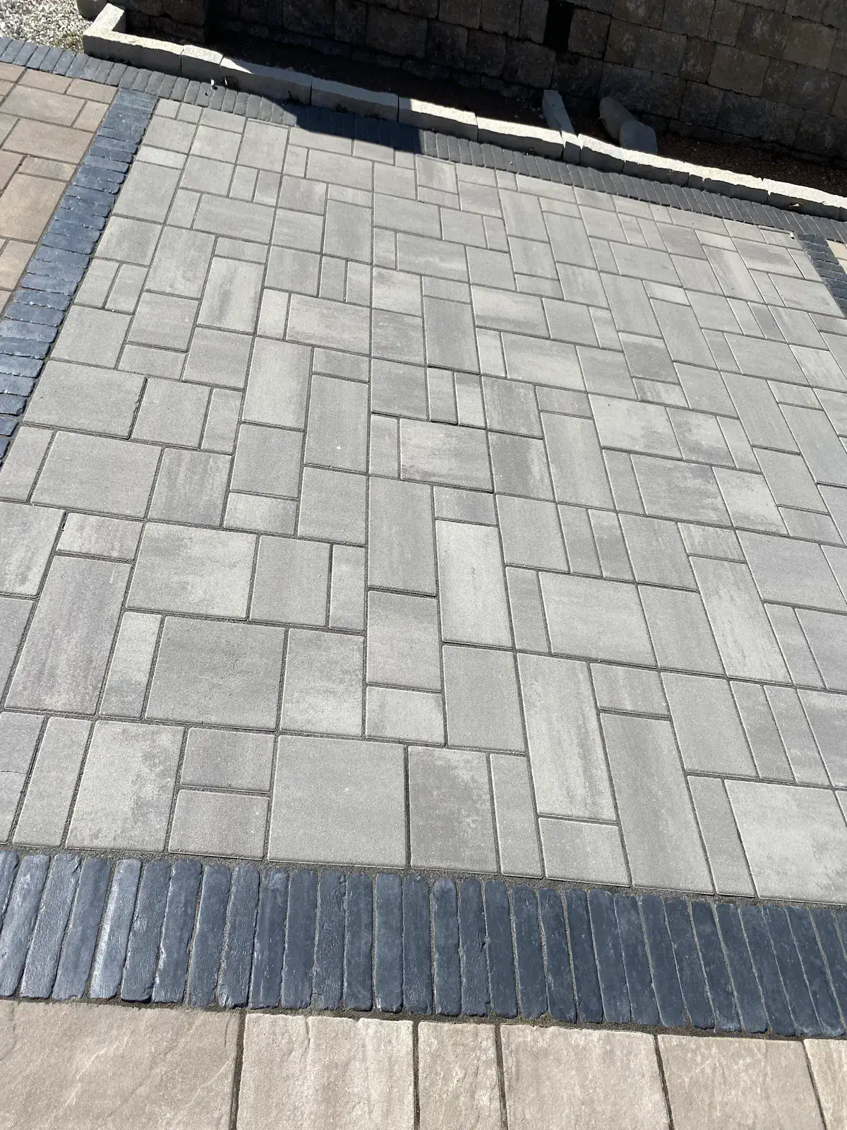 Gray paver patio at a residential home