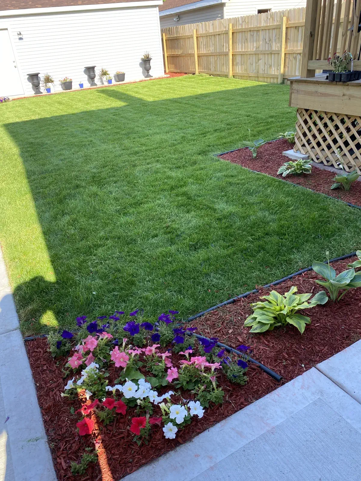 Lawn services with mulch install
